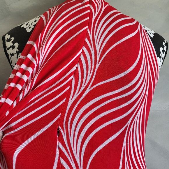 Chicos Travelers Classic Graceful Lines Printed Halter Maxi Dress Chinese Red 0 - Picture 11 of 13